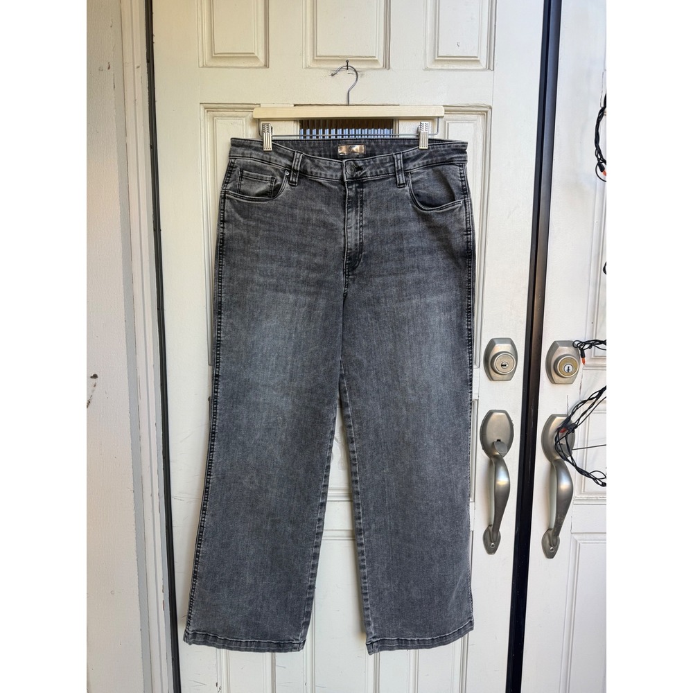 KUT from the Kloth Pattie High Rise Straight Leg Grey Acid Wash Jeans Size 14